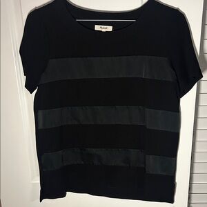 Madewell Black Satin Stripe Short Sleeve Tee